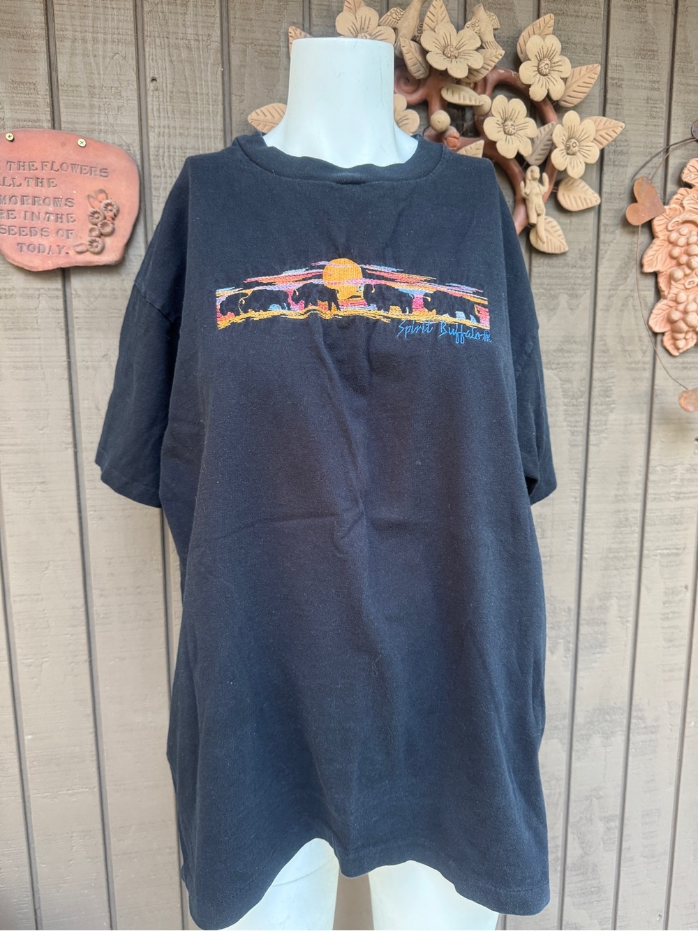 Anvil Black Short Sleeve Tee with Sunset Graphic